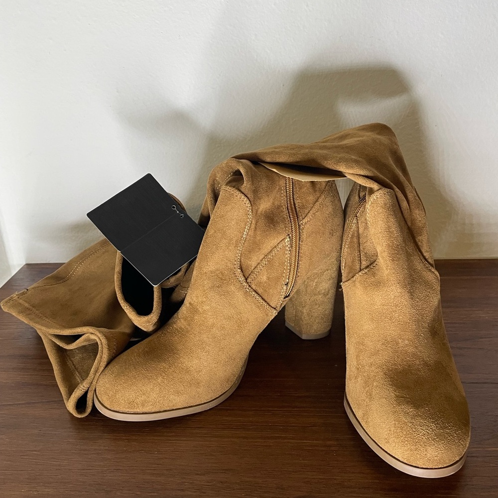Tan Suede Over Knee Women's Boots